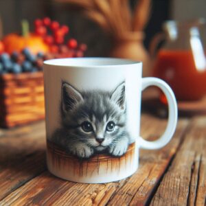 Taza michi gris
