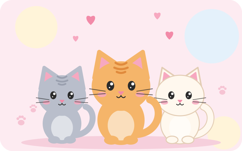 Ilustración de tres gatitos